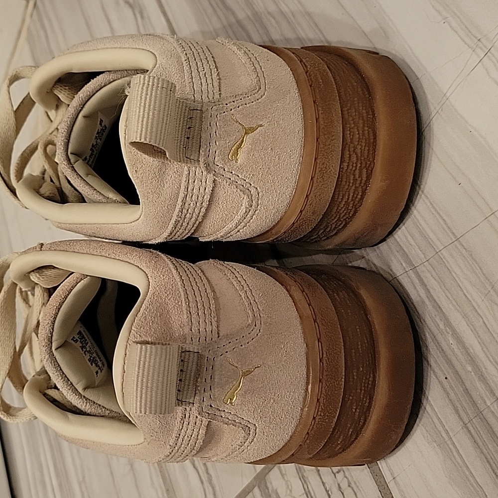 Puma Cream Platform Suede Sneakers - Picture 4 of 7